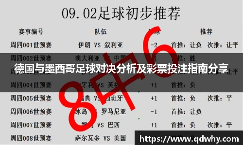 德国与墨西哥足球对决分析及彩票投注指南分享