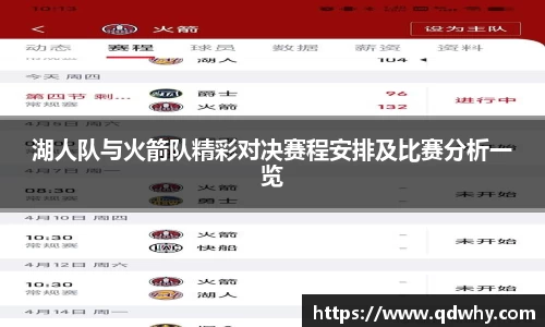 湖人队与火箭队精彩对决赛程安排及比赛分析一览