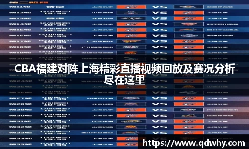 CBA福建对阵上海精彩直播视频回放及赛况分析尽在这里